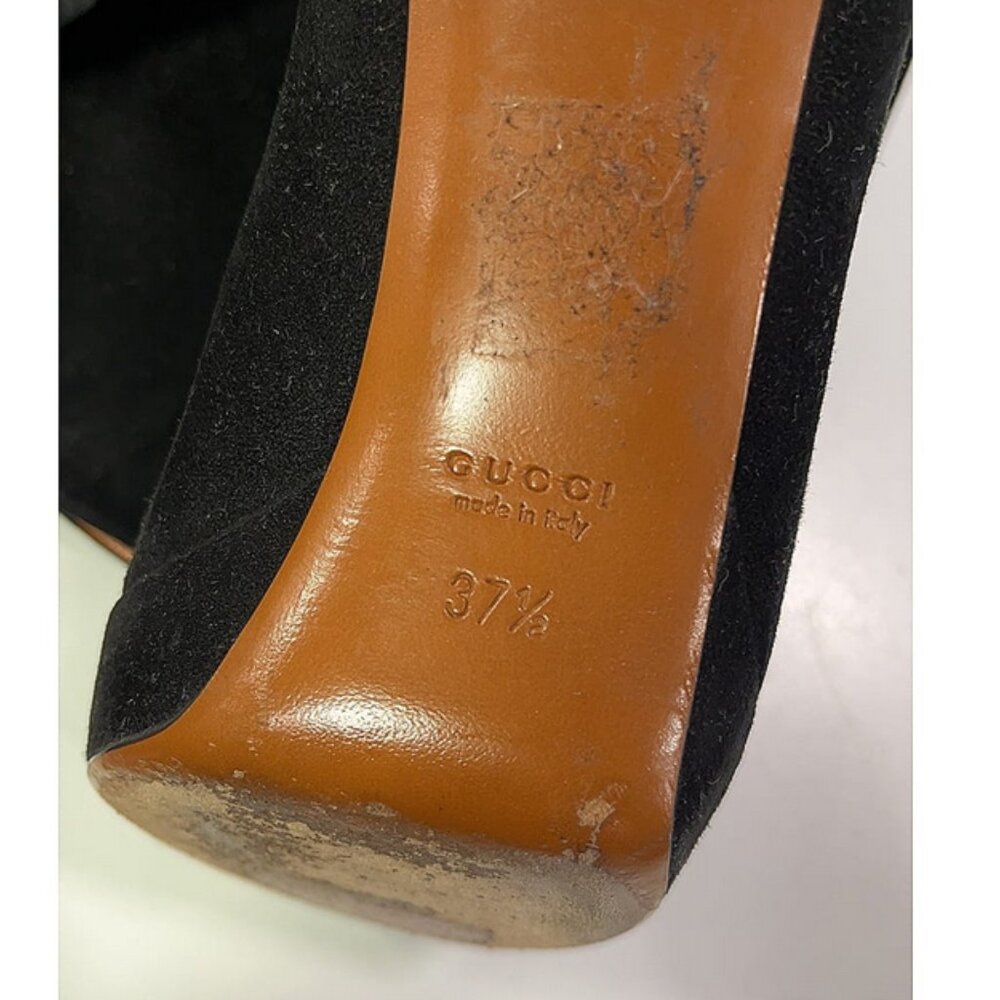 🖤 Gucci Black Suede Knee-High Boots | Bamboo Zipper Pulls High Heel Size 37.5 - Picture 4 of 9